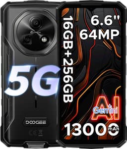 DOOGEE Fire 7 5G -Robuuste Smartphone-Outdoor Phone-16GB + 256GB/2TB- Android 15-6.6 inch HD+90Hz -13000mAh/18W -64MP+16MP AI Dual Camera-Construction Site Dedicated Phone-IP68 Waterproof-Dustproof-NFC-OTG-3 Card Slots — thumbnail 1