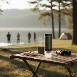 Nova Loom - Draagbaar Espressomachine Pro inclusief Travelbag en houder voor auto, thuis en camping - Multifunctionele 3-in-1 draagbare elektrische reiskoffieapparaat - Capsule, cups en Poeder - licht grijs - draadloos - makkelijk oplaadbaar — thumbnail 5