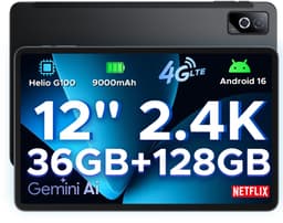 DOOGEE Tab G6 Pro – 12 inch tablet – 9000 mAh/18 W – 36 GB RAM + 128 GB ROM – Android 16 – Gemini AI – 2,4K 90 Hz IPS – Helio G100-chipset – 4G LTE – wifi – dubbele luidsprekers – Face ID — thumbnail 1