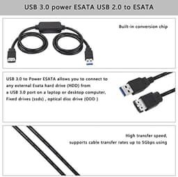 USB naar eSATA converterkabel 5 Gbit/s - 1m voor HDD/SSD/ODD laptops — thumbnail 3