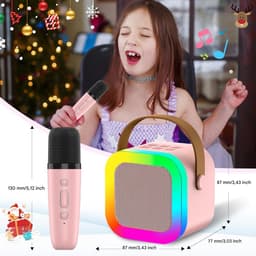 Vitdipy - Karaoke Set - Karaokemachine voor Kinderen - Met Bluetooth Speaker en Draadloze Microfoon - Mini Draagbare Bluetooth Luidspreker - Roze — thumbnail 3