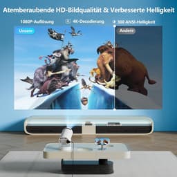 Intelligenter Mini Beamer Android 11 - FHD 1080P Projektie met 4K-ondersteuning, 300 ANSI Lumen, HiFi Geluid & WiFi 6 - Perfect voor Slaapkamer en Thuisbioscoop — thumbnail 4