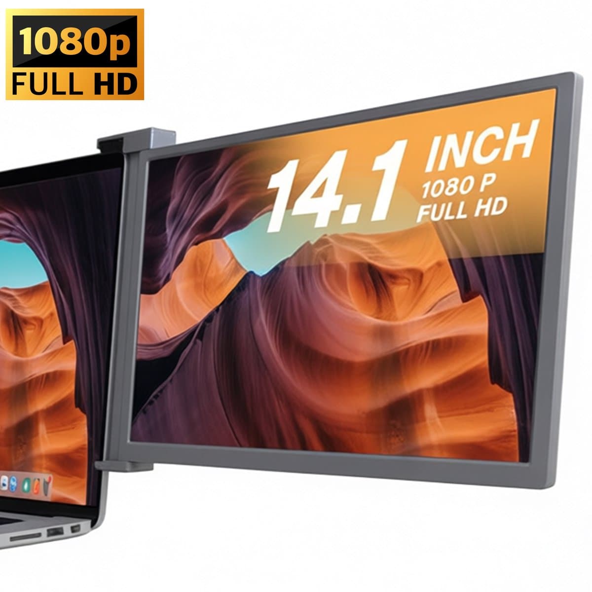 HoriVue Portable Monitor Plus 14.1'' - Full HD IPS - Draagbaar Scherm - Extra Scherm Laptop - Draagbare Monitor voor Laptop - Laptop Scherm Uitbreider - Incl. beschermhoes — afbeelding 1