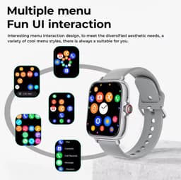 Sjika - Smartwatch – Bluetooth bellen & berichten – Fitness & slaapmonitor – 100+ sportmodi – iPhone & Android – Zwart - RVS — thumbnail 3