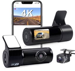 Dashcam voor en achter, 4K met wifi-autocamera loopopname, G-sensor, app-bediening, super nachtzicht, 170 graden + 140 graden groothoek, veiligere supercondensator — thumbnail 1