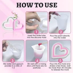 Gesso Gips Knutselset voor Beginners - Hartvormige Siliconen Vorm voor Bloempot — thumbnail 5