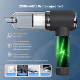 SNJY® Kruimeldief Snoerloos - Handstofzuiger Draadloos - Draadloze Stofzuiger - 120 W - Zwart — thumbnail 4