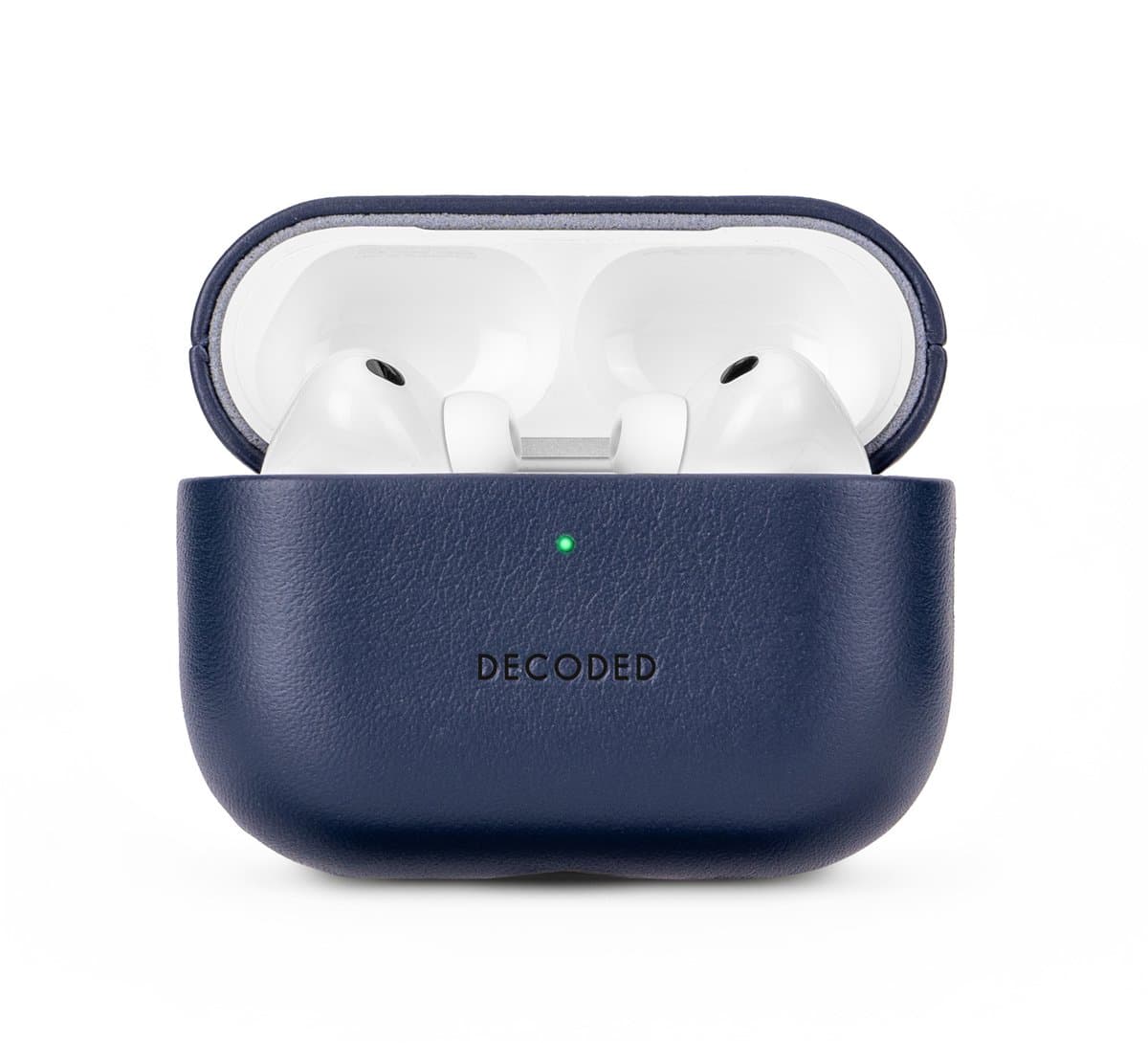 DECODED Leren Hoesje voor AirPods Pro 3 - Airpods Pro 3 Case - Premium ECCO-leer - Geschikt voor Magsafe - Draadloos Oplaadbaar - Indicatie Lampje - Krasbestendig - Blauw — afbeelding 1
