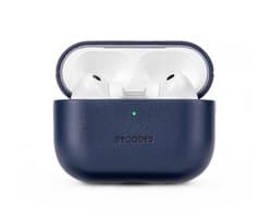 DECODED Leren Hoesje voor AirPods Pro 3 - Airpods Pro 3 Case - Premium ECCO-leer - Geschikt voor Magsafe - Draadloos Oplaadbaar - Indicatie Lampje - Krasbestendig - Blauw