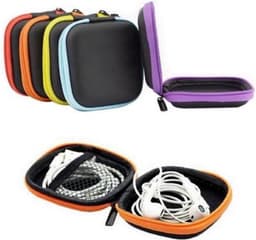 Oortjes Opberg Hoesje Voor Earphnes I Case Voor In-ear koptelefoon I Oortyejs Case | Headphone Organizer | Opbergcase Laadkabels I Zwart/Oranje — thumbnail 1