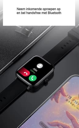Belesy® HEAVEN – Smartwatch Dames – Smartwatch Heren – Horloge – 1.85" Kleurenscherm – Stappenteller – Hartslagmeter – Bloeddrukmeter – Slaapmonitor – Split Screen – Stembediening – Sportmodus – Bluetooth 5.1 – Zwart - Moederdag — thumbnail 4
