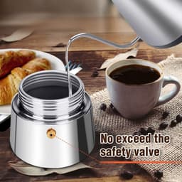 Espresso Maker Koffiezetapparaat 430 Roestvrijstalen Mokkapot Espresso Maker voor 4/6/10 Kopjes Koffiezetapparaat voor op het fornuis Geschikt voor Inductiekookplaten, 300 ml. — thumbnail 4