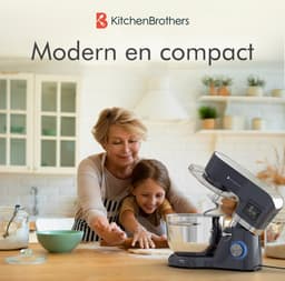 KitchenBrothers Keukenrobot - Keukenmachine - Touch Display en Timer - BPA-vrij - 6,2L - Keukenmixer - 1400W - Antraciet — thumbnail 2