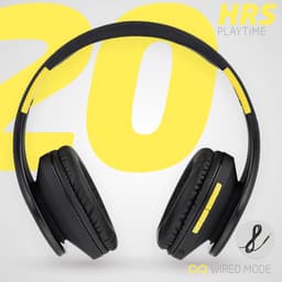 PowerLocus P2 - Draadloze Over-Ear Koptelefoon Inklapbaar - Bluetooth Hoofdtelefoon - Met microfoon – Headphone - Micro SD mode – Incl. Carry Case - Zwart/Geel — thumbnail 3