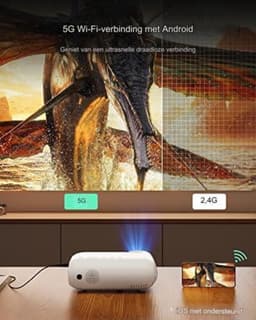 Mini beamer - Mini projector - Mini beamer smartphone - Mini beamer met wifi en bluetooth - Wit — thumbnail 4