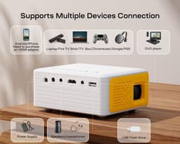 Synergy - Mini Beamer - Input tot Full HD 1080P - Projector - Mini Projector - HDMI - USB - Wit - Smartphone - Draagbaar - Ingebouwde speaker — thumbnail 2