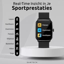 SAMTECH Smartwatch Ultra Thin Pro Serie 5 - Dames & Heren – Sport horloge - Stappenteller, Calorie Teller, Slaap meter, HD – IOS & Android - Zwart — thumbnail 3
