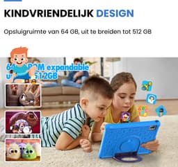 Oneiro Kindertablet KIDSPLAY PRO 2.0 10.1 inch BLAUW - Kindertablet vanaf 3 jaar - Ouder Control App - Beschermhoes - Android 12 – 6000 Mah Batterij — thumbnail 2