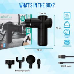 Massage Gun Professioneel - Mini Massage Apparaat - Massage Pistool Hot & Cold - Incl. 4 Opzetstukken - 13,2 x 14,5 x 4,8 cm - Zwart - Silvergear — thumbnail 2