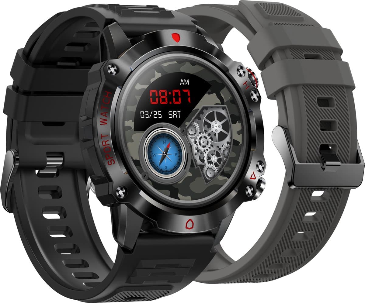 Smartwatch - Grijs - Smartwatch Heren & Dames - HD Touchscreen - Horloge - Stappenteller - Bloeddrukmeter - Saturatiemeter — afbeelding 1