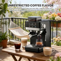 D&J Espressomachine - Espresso apparaat - Espressomachine met Geïntegreerde Koffiemolen - Bonenmaler - Groot Touchscreen — thumbnail 3