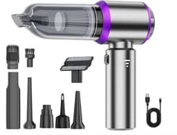 4‑in‑1 draadloze oplaadbare handstofzuiger, 16000PA sterke draagbare autostofzuiger met borstelloze motor, compacte mini stofzuiger in zilver, voor auto, thuis, kantoor en kamperen — thumbnail 1