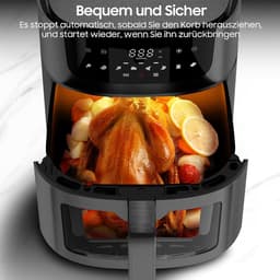 Heteluchtfriteuse XXL - Airfryer met venster - Gezond koken - 8 programma's - 9 Liter - Zwart — thumbnail 3