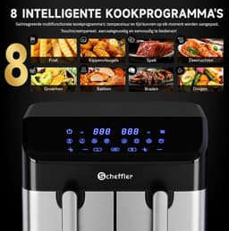 Scheffler heteluchtfriteuse met 2 compartimenten, 9 liter inhoud, 8 programma's, Dual Cook & Sync Finish — thumbnail 4