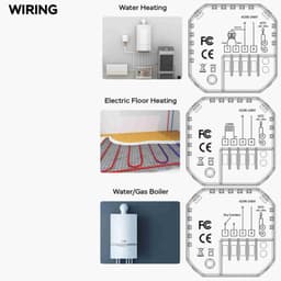 Intelligente thermostaat, wifi-temperatuurregelaar met 1,35 inch display voor thuis, 7 sfeerverlichting, compatibel met water/vloerverwarming/gasboiler — thumbnail 3