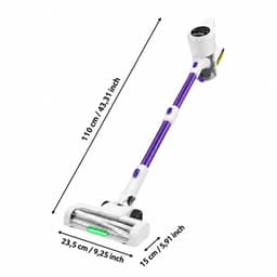 Steelstofzuiger Draadloos 500W - 18.000 Pa - 2-in-1 Kruimeldief - Groene LED - HEPA-filter - Zonder Zak - Wit/Paars — thumbnail 3