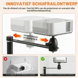 Beamerstandaard voor bed en bank, projectorhouder zonder boren, 360° draaibare beamerhouder, wand/nachtkastje, stabiele stalen beamer-wandhouder voor slaapkamer en woonkamer (23,5-37,5 cm) — thumbnail 4