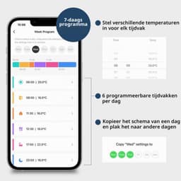Slimme draadloze thermostaat met WiFi en RF-ontvanger (3A) voor cv-ketel en vloerverwarming, 7-daagse programmeerbare kamerthermostaat, spiegelend scherm, opbouwmodel, compatibel met — thumbnail 4