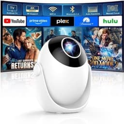 Mini Beamer Wit - Ingebouwde Apps - 4K Ondersteuning - LED Display - HDMI USB Wi-Fi Bluetooth - Voor Thuisbioscoop — thumbnail 1