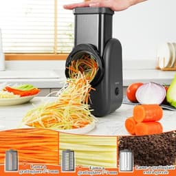 Elektrische Kaasrasp en Groentesnijder – Multifunctionele Keukenmachine met Verwisselbare Messen – Zwart — thumbnail 5
