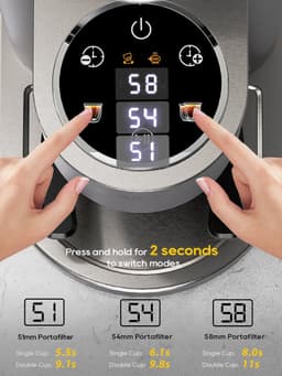 HiBREW G7 koffiemolen, 48 maalstanden, antistatische technologie, roestvrijstalen conisch maalwerk, aanraakpaneel, compatibel met portafilters van 51/54/58 mm, koffie malen zonder vasthouden — thumbnail 5