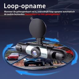 TEKROA® Dashcam Auto - Dashcams - 4 Lenzen (Voor, Achter, Links, Rechts) - 1080P Full HD - WiFi & GPS - Nachtzicht - G-Sensor - Parkeerbewaking - 3,16 Inch met App - Incl. 64GB SD-Kaart - zwart — thumbnail 2