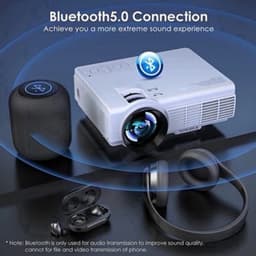 Yowhick - Beamer - Projector Beamer - Mini Meamer - 1080P - Automatische focus - met WiFi - 5G+2.4G Wireless Connection - Wit — thumbnail 4