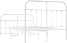 Bedframe met hoofd- en voeteneinde, metaal, wit, 120 x 190 cm, bedframe voor woonkamer, slaapkamer, hotelbedframe, geschikt voor slaapkamer — thumbnail 4