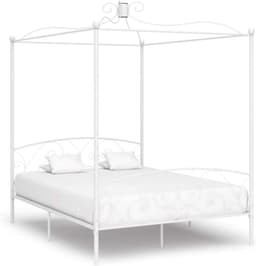 Bedframe, familiebed, palletbed, hemelbed, wit metaal, 160 x 200 cm — thumbnail 1