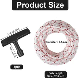 SnelShoppen - 10 m Grasmaaier Startkoord met 4 Handvatten - Hoogwaardige Nylon, Duurzaam en Geschikt voor Grasmaaiers, Bosmaaiers, Heggenscharen en Mo — thumbnail 5