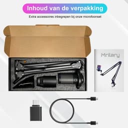 Microfoon met arm - USB - gaming - RGB Condensatormicrofoon - met Mute-Knop, Popfilter, Microfoonarm - Luxe microfoon — thumbnail 2
