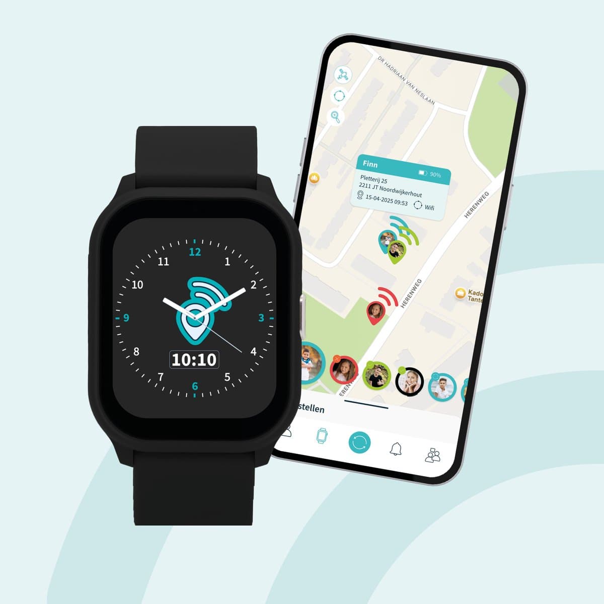 One2track Connect YOU Zwart | GPS horloge voor kinderen | Videobel in HD, voeg vriendjes toe en zie altijd waar je kind is met de leukste smartwatch voor kinderen — afbeelding 1