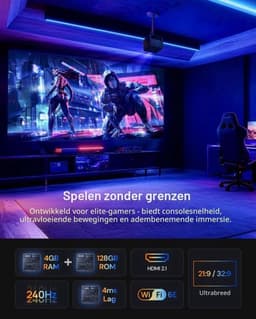 Beamer Laser - 3000 Lumen Helderheid - 3840 x 2160 Pixels Resolutie - 15000:1 Contrast - Draagbaar - Thuisbioscoop — thumbnail 5