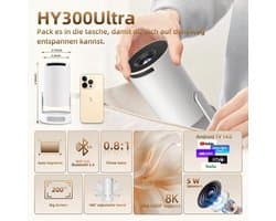 Beamer 1280 X 720 LED Draagbaar - WiFi 6 Bluetooth Android 11 - 4K Ondersteuning 5W Luidspreker - Voor Thuisbioscoop Gaming Zakelijk