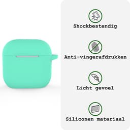 Case - Geschikt voor Apple AirPods 5 - Siliconen Hoes met Clip - Silicone Hoesje Cover - Turquoise — thumbnail 3