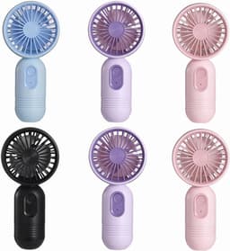 Mini draagbare ventilatoren, set van 6, schattige handventilatoren, op batterijen, lichtgewicht en draagbaar, 3 windsnelheden, USB oplaadbaar, wimperventilator, unisex, geschikt voor kantoor, buiten, reizen en kamperen. — thumbnail 1