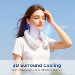 Nekventilator met Halfgeleider Koeling 4400mAh – Draagbare Nek Airconditioner met Groot Koelvlak, LED Display, 3 Windsnelheden & 3 Koelstanden, USB-C Oplaadbaar – Wit — thumbnail 4
