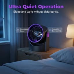 Oplaadbare bladloze ventilator via USB, 100 windsnelheden met digitaal display, stille bureauventilator, 12‑uur batterijduur, geschikt voor kantoor, slaapkamer en studentenkamer, beige — thumbnail 3