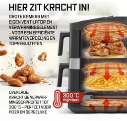 GOURMETmaxx FryUp3 Verticale heteluchtfriteuse 3 kamers | Airfryer XXL PFAS-vrij | heteluchtfriteuse XXL 12,4 l + ovenlade voor pizza enz. | Air Fryer heteluchtfriteuse SuperClear led-touchdisplay — thumbnail 2