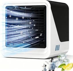 Mobiele airconditioner - draagbare mini-ventilator USB 3-in-1 met water, 500 ml, 3 snelheden, zonder afvoer, nachtlampje 7 kleuren, kleine luchtkoeler voor slaapkamer en kantoor - zwart — thumbnail 1